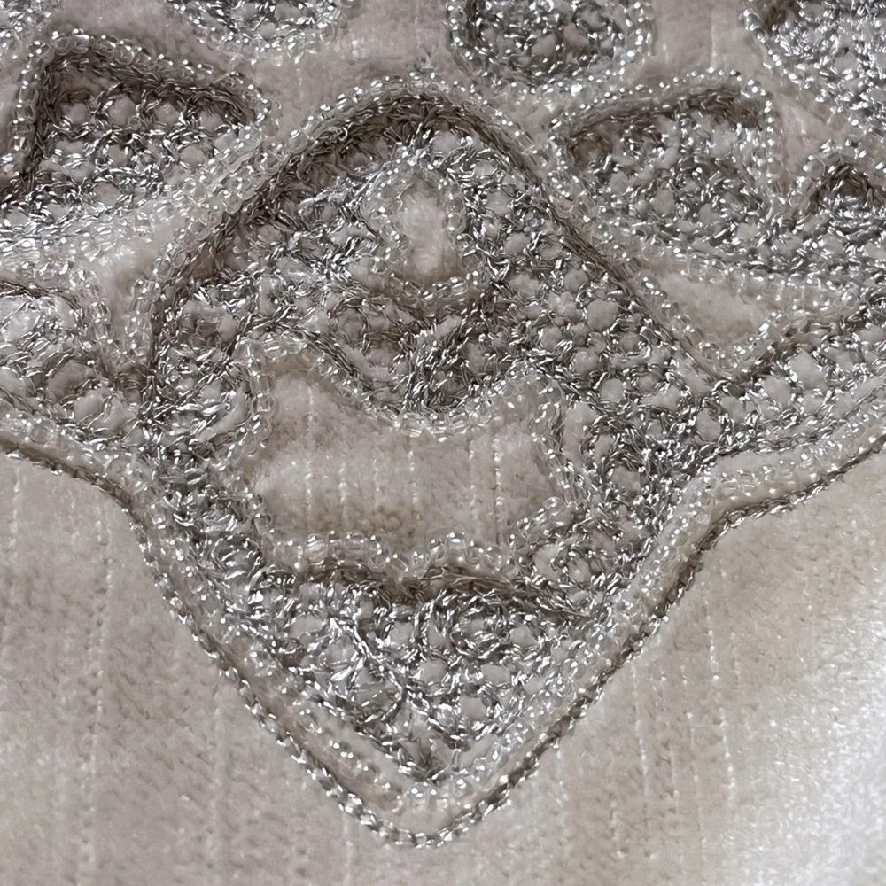 Z Gallerie Set of Two (2) Silver Cream Beaded Euro Pillow Shams